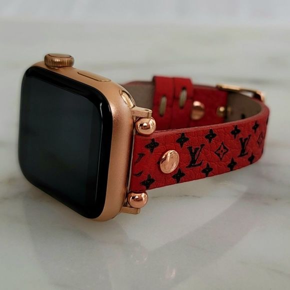 Premium Leather Apple Watch Band Straps Red - Picture 4 of 13